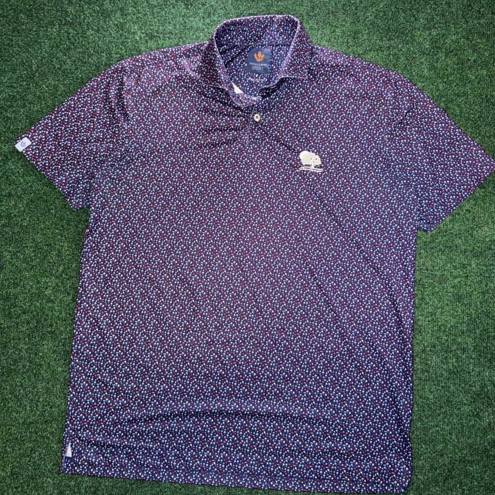 Donald Ross Sport Golf Polo Men's Size Medium Palm Tree All Over Print Purple